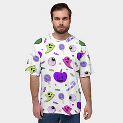Футболка оверсайз мужская Halloween purple pumpkin pattern, цвет: 3D-принт — фото 2