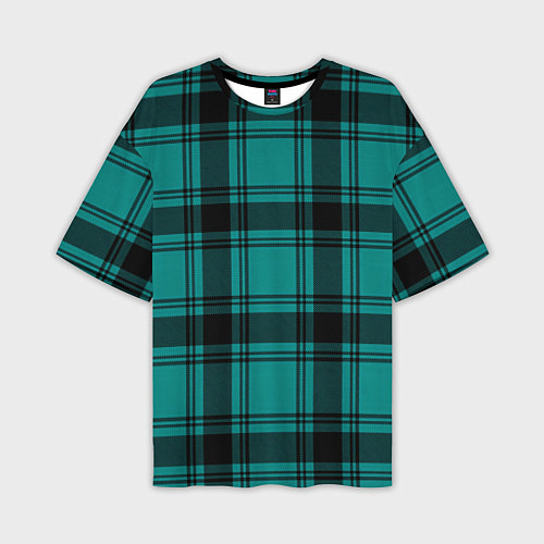 Мужская футболка оверсайз Checkered dark blue / 3D-принт – фото 1