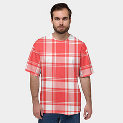 Футболка оверсайз мужская Checked red white, цвет: 3D-принт — фото 2