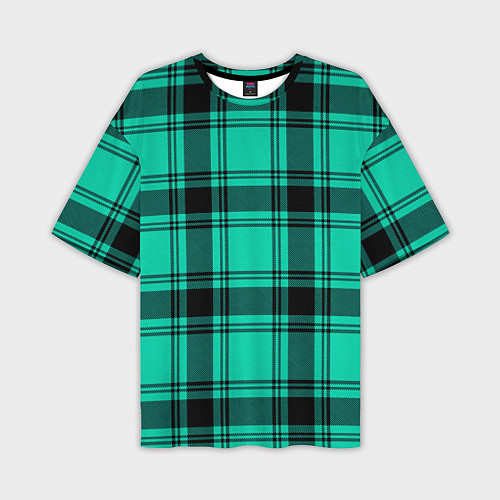 Мужская футболка оверсайз Checkered turquoise / 3D-принт – фото 1