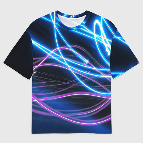 Мужская футболка оверсайз Неоновая абстракция на темном / 3D-принт – фото 1