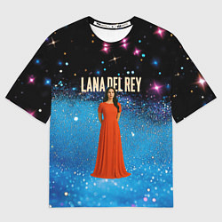 Футболка оверсайз мужская Lana Del Rey в оранжевом длинном платье, цвет: 3D-принт