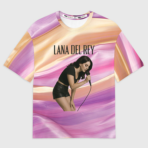 Мужская футболка оверсайз Lana Del Rey поет в микрофон / 3D-принт – фото 1