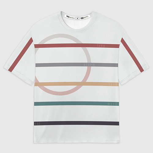 Мужская футболка оверсайз Stripes and circle / 3D-принт – фото 1