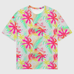Футболка оверсайз мужская Palm yellow pink, цвет: 3D-принт