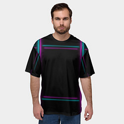 Футболка оверсайз мужская Neon pink light blue, цвет: 3D-принт — фото 2