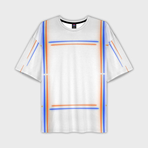 Мужская футболка оверсайз Neon white orange blue / 3D-принт – фото 1