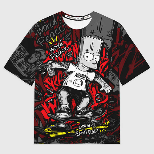 Мужская футболка оверсайз Татуированный барт / 3D-принт – фото 1