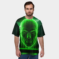 Футболка оверсайз мужская Неоновая голова, цвет: 3D-принт — фото 2