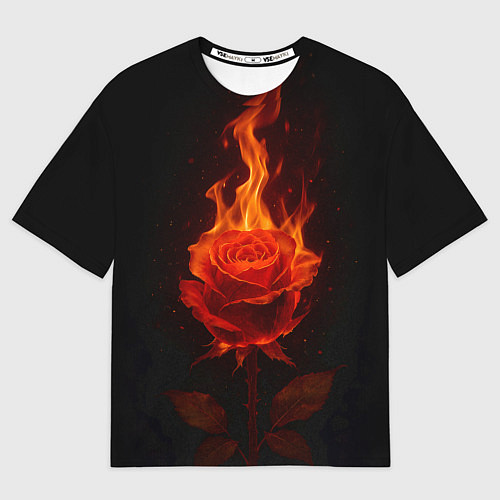 Мужская футболка оверсайз Flaming rose / 3D-принт – фото 1