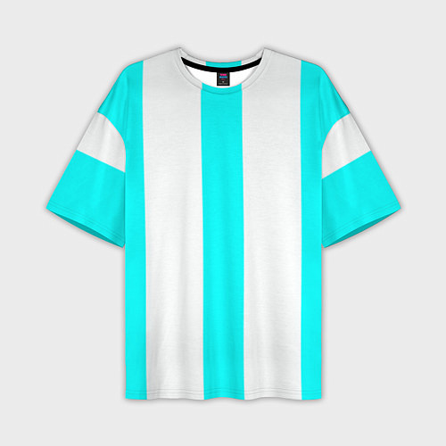 Мужская футболка оверсайз Color light blue white lines / 3D-принт – фото 1