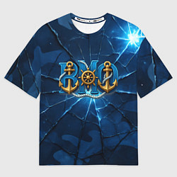 Мужская футболка оверсайз ВМФ якорь и штурвал