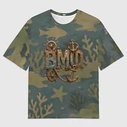 Мужская футболка оверсайз ВМФ старые буквы