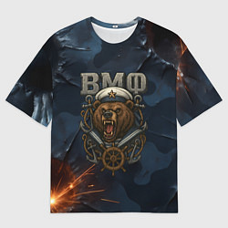 Мужская футболка оверсайз ВМФ агрессивный медведь
