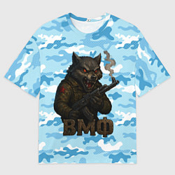 Футболка оверсайз мужская Волк с красными глазами ВМФ, цвет: 3D-принт