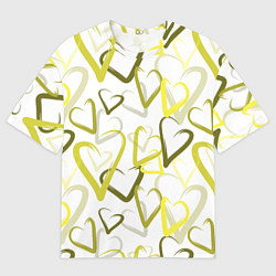 Мужская футболка оверсайз Зеленые сердца