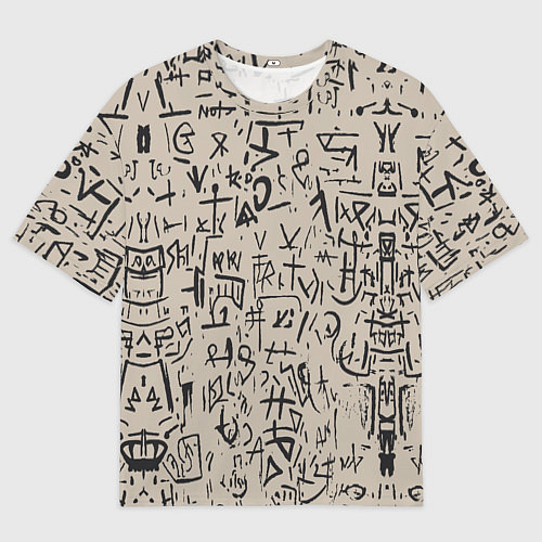 Мужская футболка оверсайз Иероглифы маори / 3D-принт – фото 1