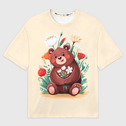 Мужская футболка оверсайз Мишаня с букетом