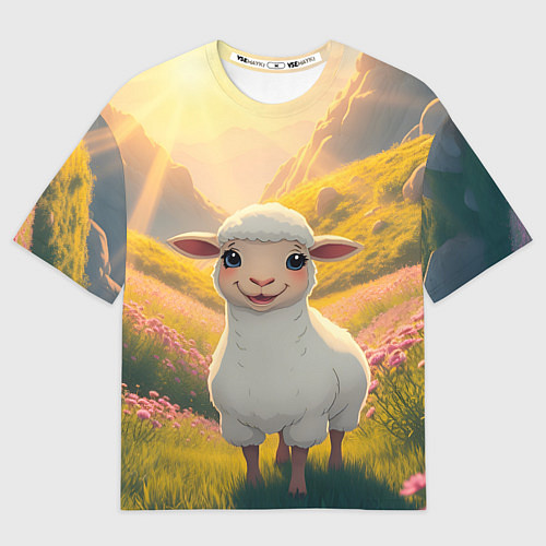 Мужская футболка оверсайз Забавный ягнёнок / 3D-принт – фото 1