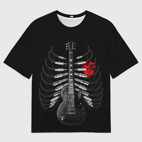 Мужская футболка оверсайз Rock guitar ribs / 3D-принт – фото 1