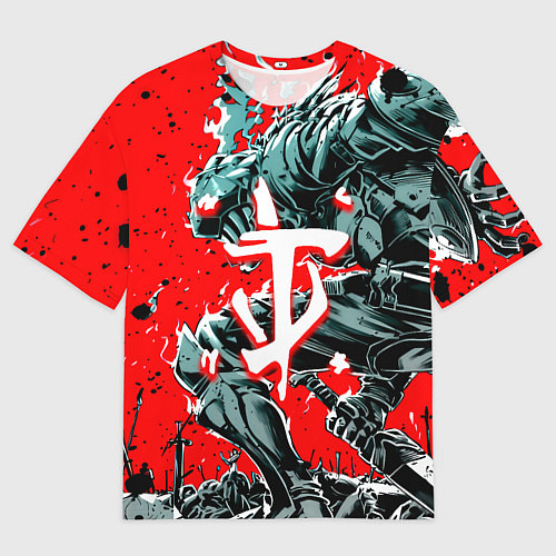 Мужская футболка оверсайз Doom samurai steel / 3D-принт – фото 1