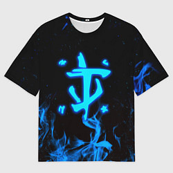 Мужская футболка оверсайз Дум огонь лого