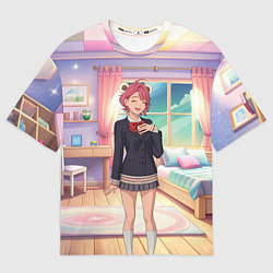 Мужская футболка оверсайз Дандадан Сиратори Айра смущается