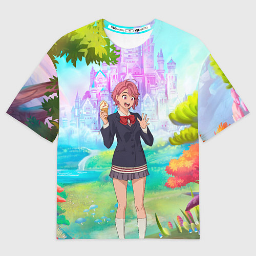 Мужская футболка оверсайз Дандадан Сиратори Айра держит мороженое / 3D-принт – фото 1