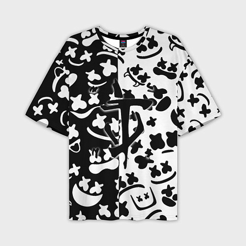 Мужская футболка оверсайз Doom x Marshmello pattern / 3D-принт – фото 1