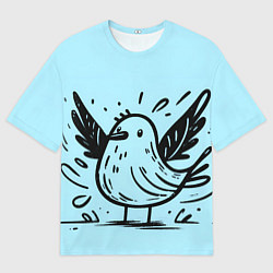 Мужская футболка оверсайз Чайка в стиле скетча