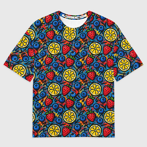 Мужская футболка оверсайз Ягоды и фрукты паттерн / 3D-принт – фото 1