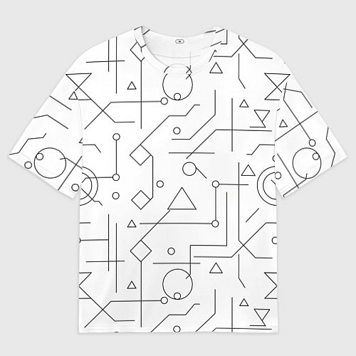 Мужская футболка оверсайз Техно-Геометрия на белое / 3D-принт – фото 1