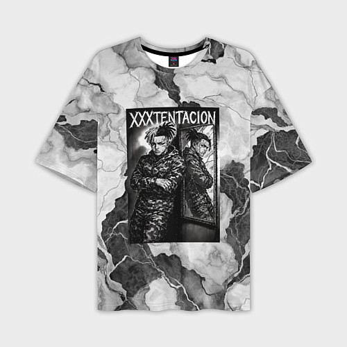 Мужская футболка оверсайз XXXTentacion облокотился об зеркало / 3D-принт – фото 1