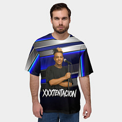 Футболка оверсайз мужская XXXTentacion с микрофоном довольный, цвет: 3D-принт — фото 2
