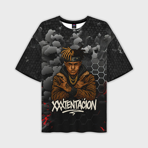 Мужская футболка оверсайз XXXTentacion со скрещенными руками / 3D-принт – фото 1