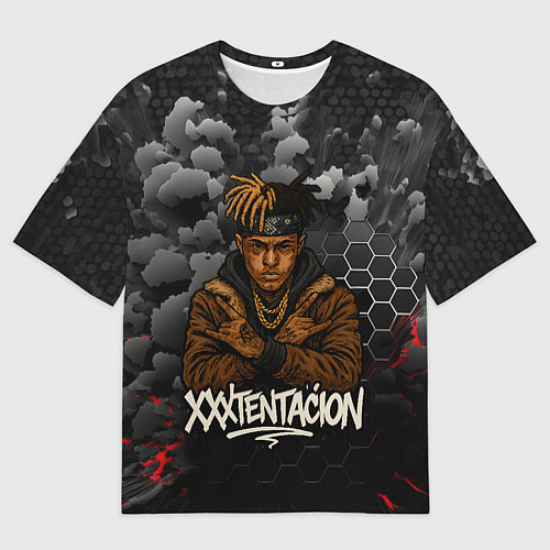 Мужская футболка оверсайз XXXTentacion со скрещенными руками / 3D-принт – фото 1