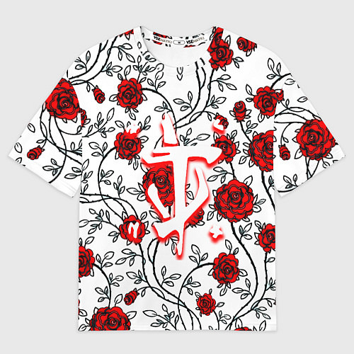 Мужская футболка оверсайз Doom розы / 3D-принт – фото 1