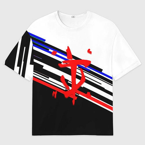 Мужская футболка оверсайз Doom line color / 3D-принт – фото 1