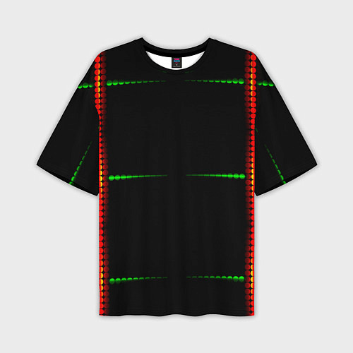 Мужская футболка оверсайз Color black green orange stripes / 3D-принт – фото 1
