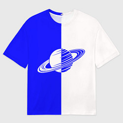 Мужская футболка оверсайз Сатурн сине-белый