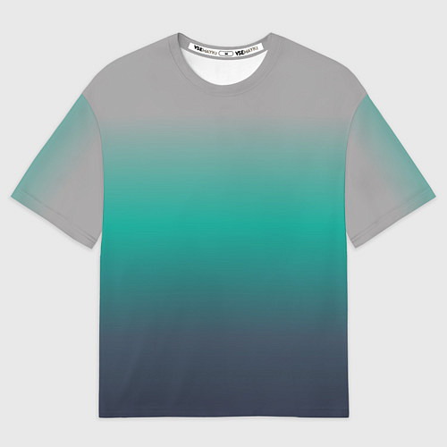 Мужская футболка оверсайз Градиент серо-зеленый / 3D-принт – фото 1