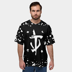 Футболка оверсайз мужская Doom брызги белых красок, цвет: 3D-принт — фото 2