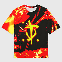 Мужская футболка оверсайз Doom огненный