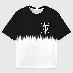 Мужская футболка оверсайз Doom краски черно белый