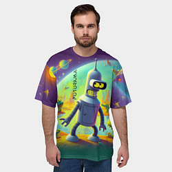 Футболка оверсайз мужская Робот-сгибальщик Бендер на планете крокодилов - не, цвет: 3D-принт — фото 2