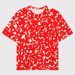 Футболка оверсайз мужская Красный яркий камуфляж, цвет: 3D-принт