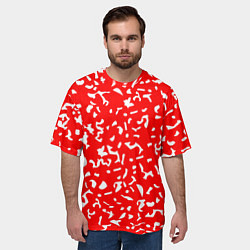 Футболка оверсайз мужская Красный яркий камуфляж, цвет: 3D-принт — фото 2