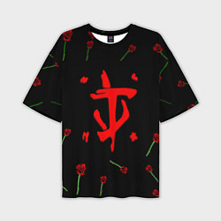Мужская футболка оверсайз Doom rose pattern