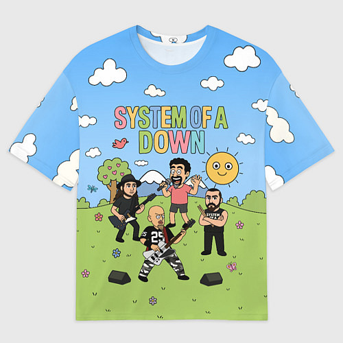 Мужская футболка оверсайз System of a Down, мультяшный / 3D-принт – фото 1