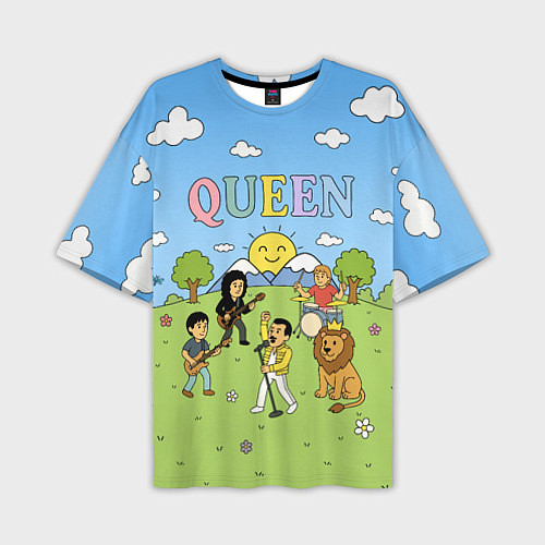 Мужская футболка оверсайз Queen мультяшный стиль на поляне / 3D-принт – фото 1